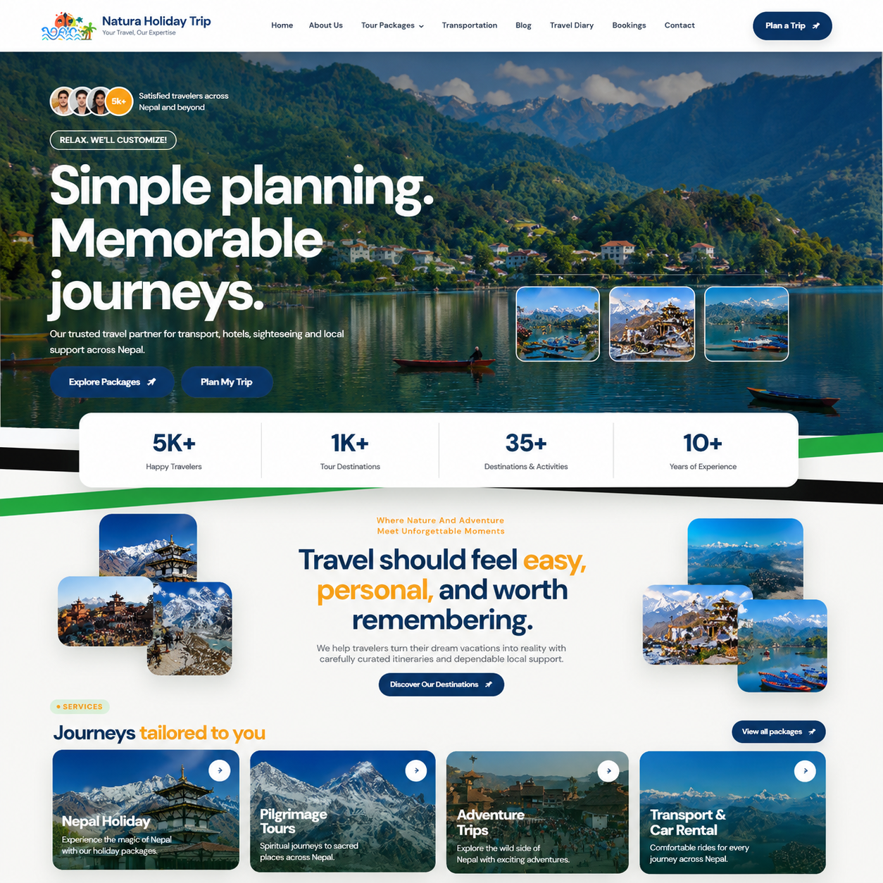 Nature Holiday Trip Tour website